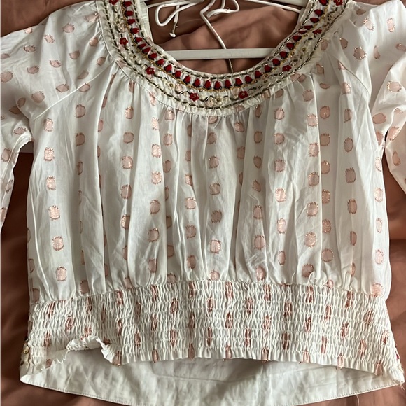 Anthropologie White and Red Embroidered Blouse - Picture 3 of 3